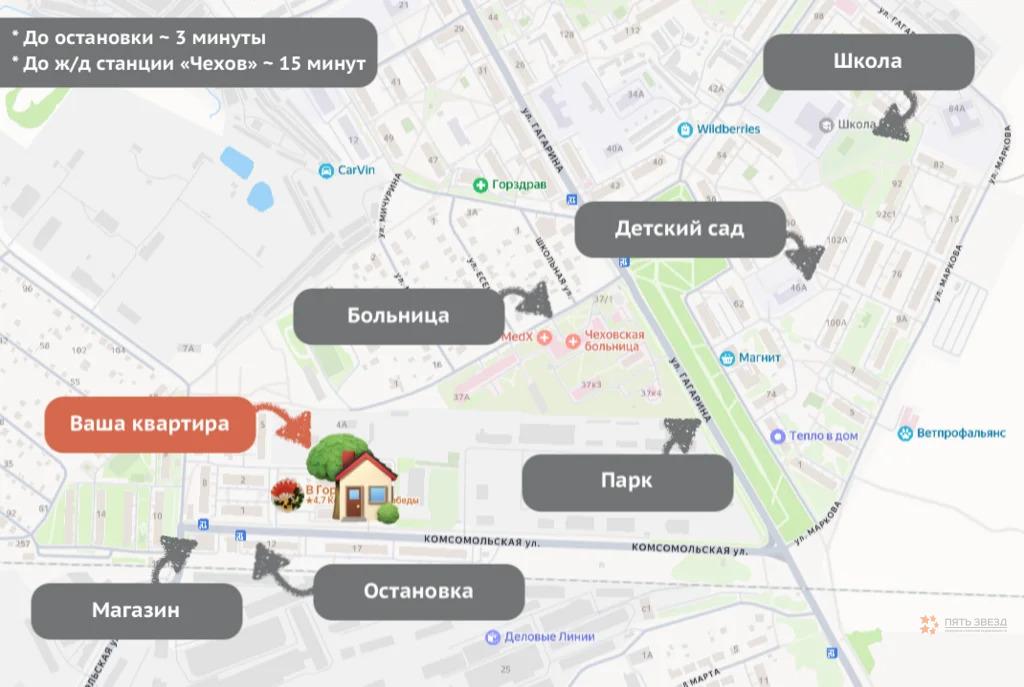 Продам 2-комнатную квартиру в Чехове, 17б